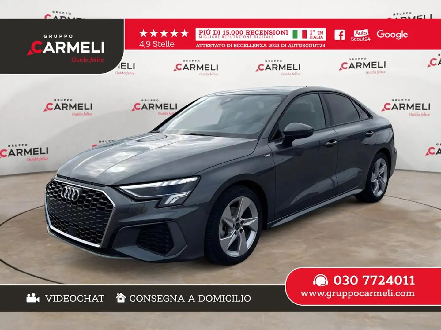 Audi A3 Sedan 35 MHEV S LINE CAMBIO AUTO,LED,CERCHI 17 Grijs - 1