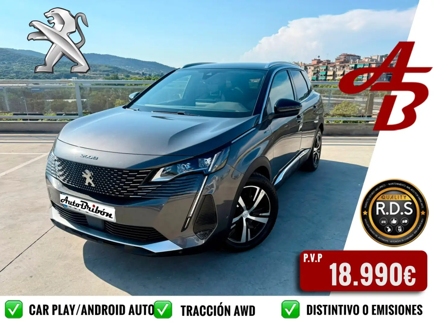 Peugeot 3008 Hybrid4 300 GT e-EAT8 Grijs - 1