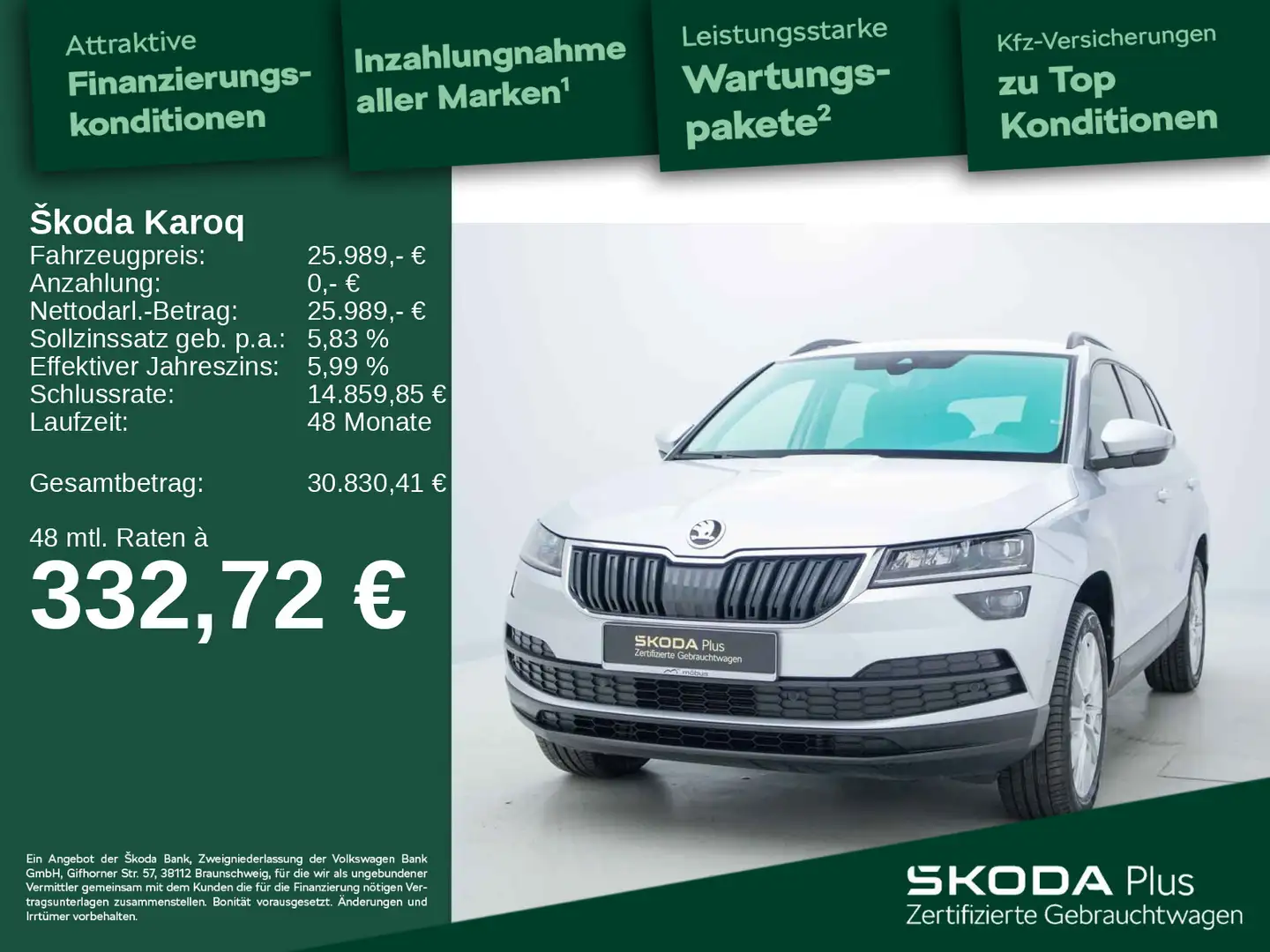 Skoda Karoq 2.0 TDI Style DSG*RFK*SIDE*LANE*ACC*STDHZG Silber - 1