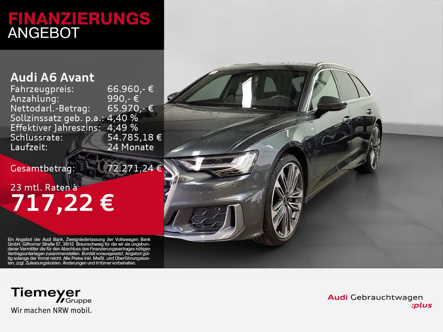 Audi A6 50 TDI Q 2x S LINE NP107 LEDER LM21 STH Grau - 1