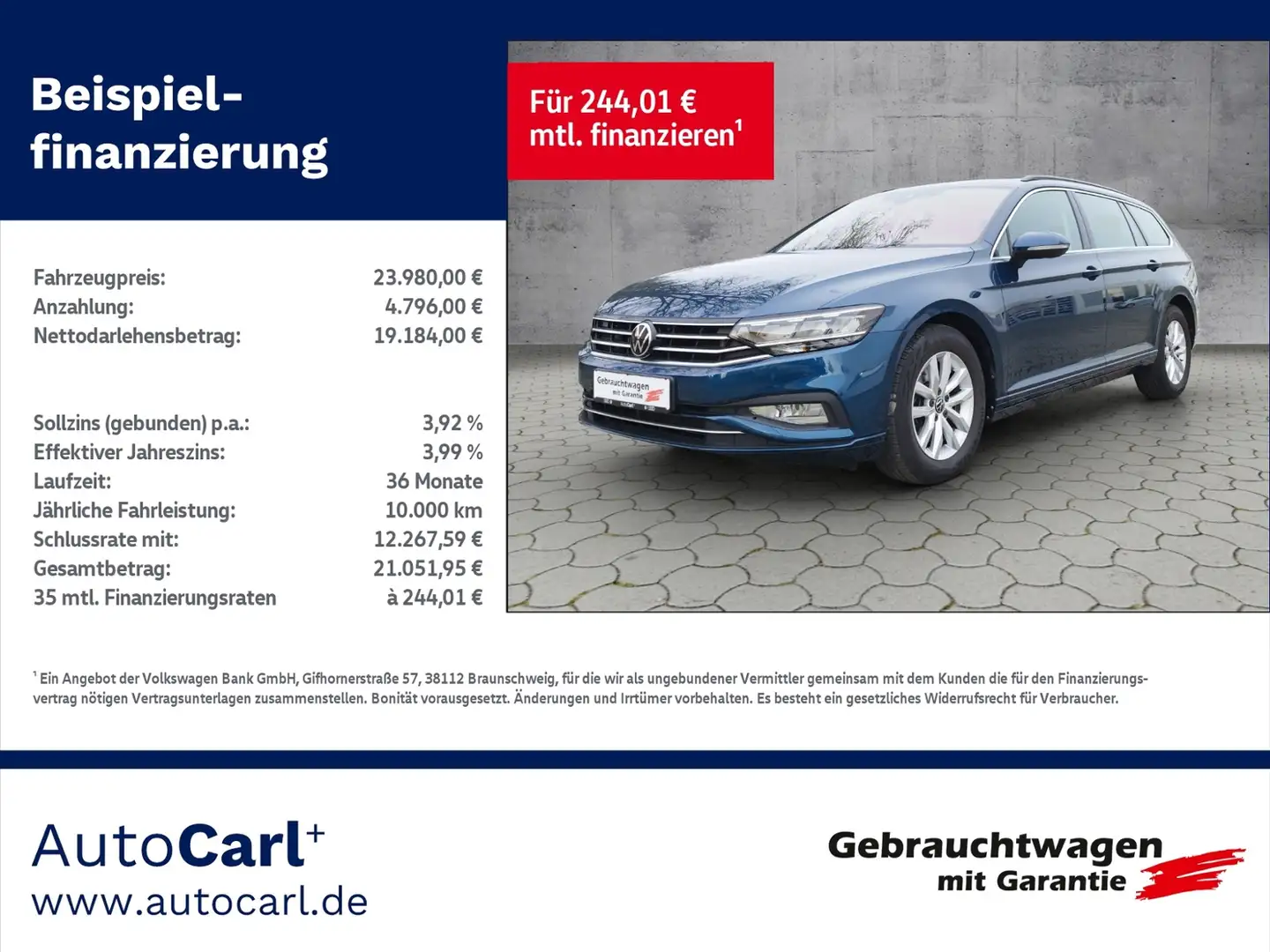 Volkswagen Passat Variant Business 2.0 TDI DSG BusinessPrem. KLIMA LED NAVI Blau - 1
