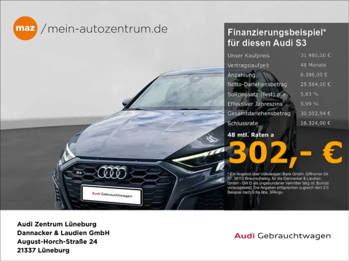 Audi S3 Sportback 2.0 TFSI quattro Alu LED Navi ACC O Grijs - 1