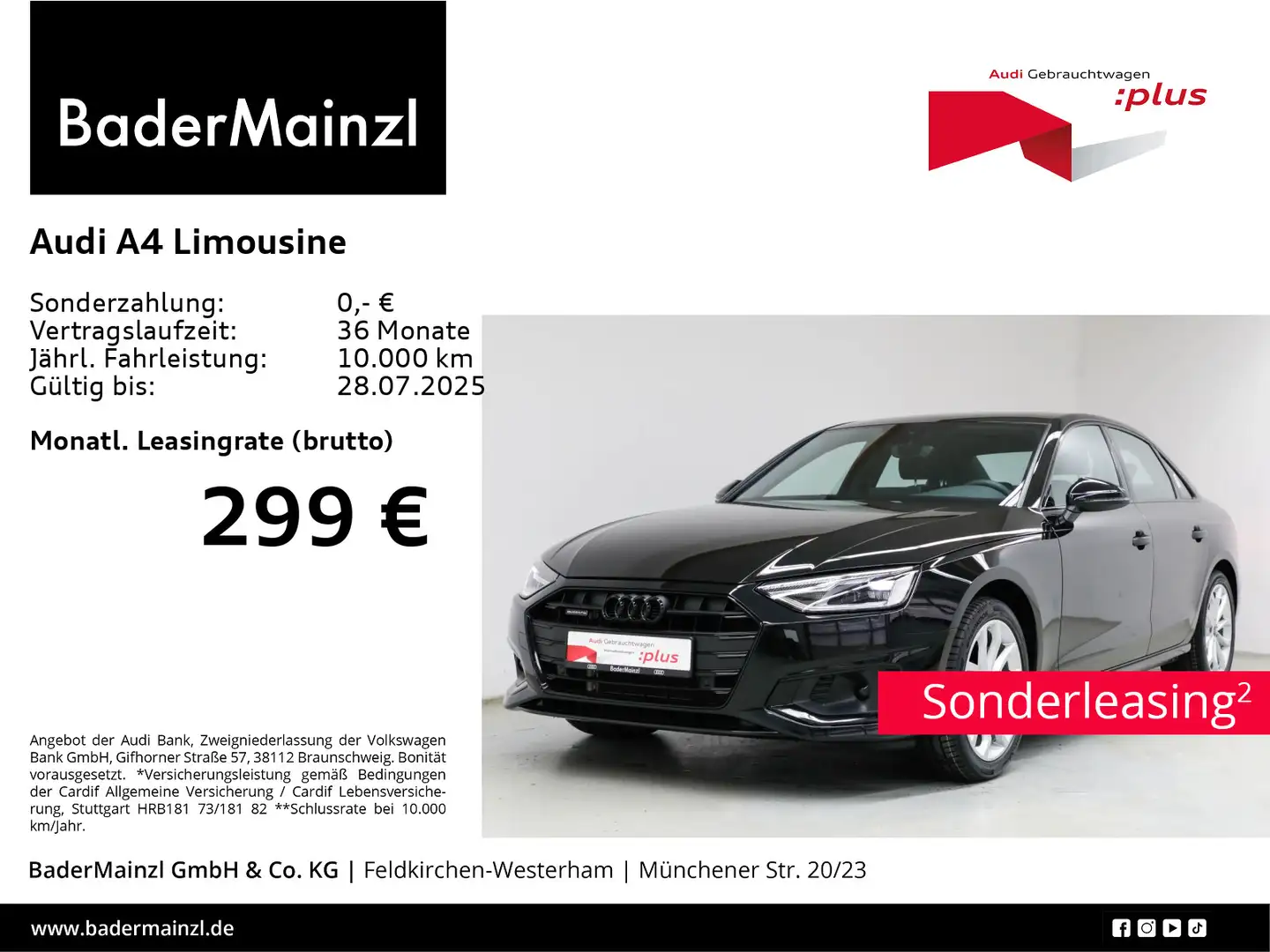 Audi A4 40 TDI quattro LED Navi SHZ Kamera Black - 1