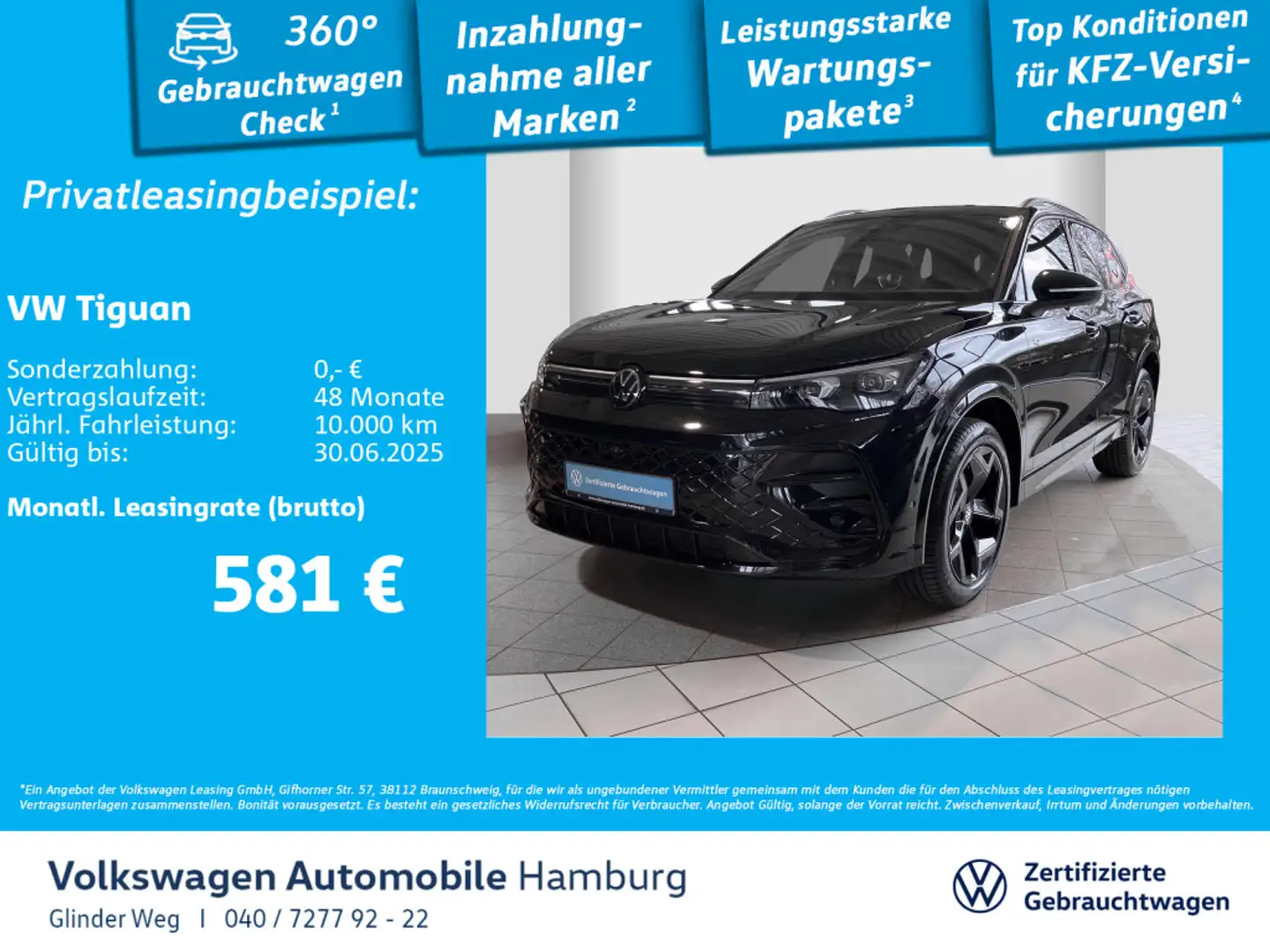 Volkswagen Tiguan 2.0 R-Line TDI DSG 4Motion Panoramadach Schwarz - 1