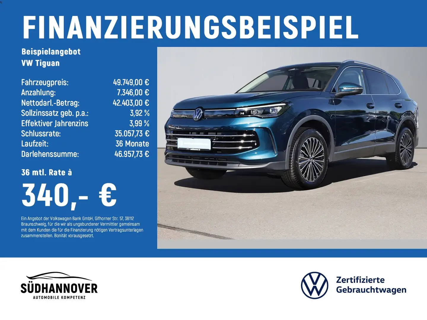 Volkswagen Tiguan Elegance 2.0 TDI DSG 4Motion AHK+PANO+LED Blau - 2