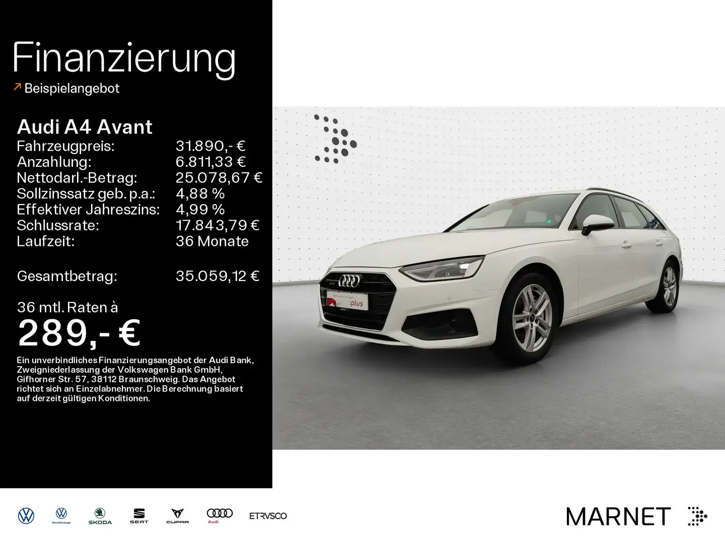 Audi A4 40 TDI quattro*Navi*Alu*HUD*B&O*PDC*Vir Weiß - 1