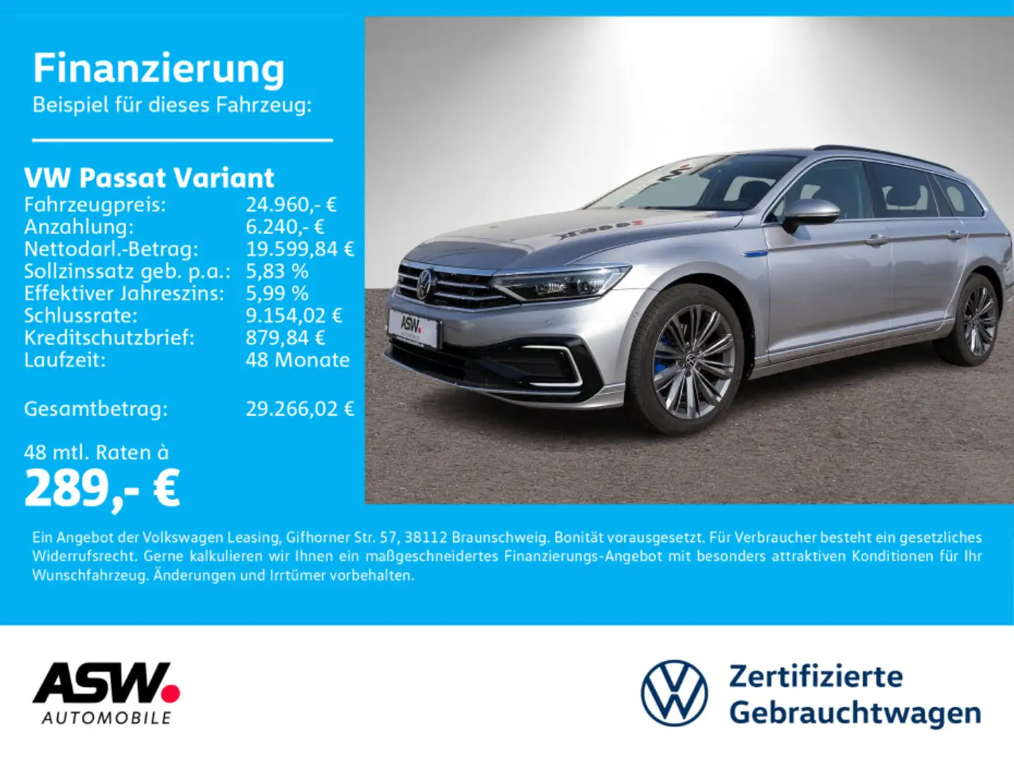 Volkswagen Passat Variant GTE 1.4 TSI DSG LED Navi Pano AHK Silber - 1
