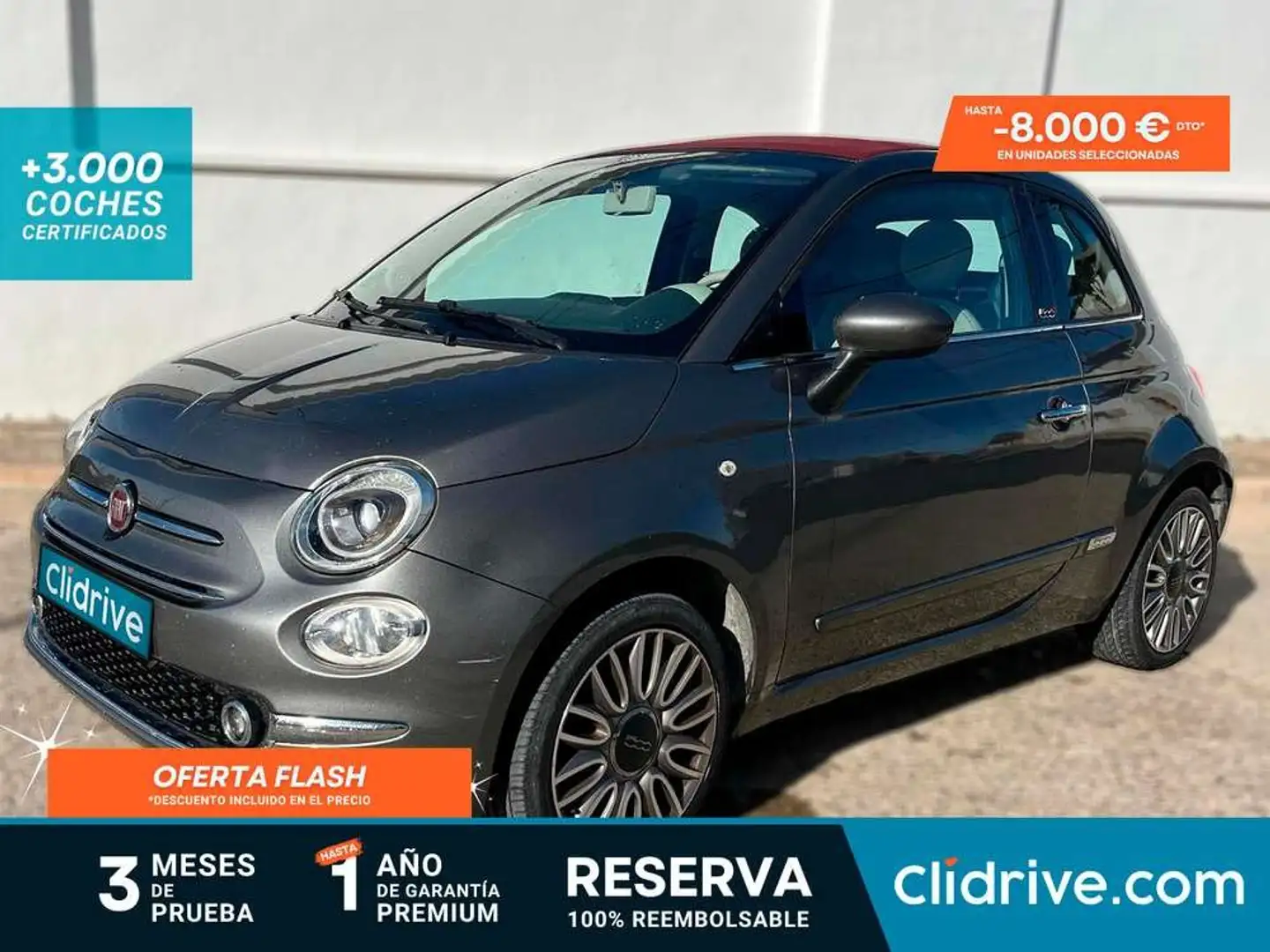 Fiat 500 1.2 Lounge Gris - 1