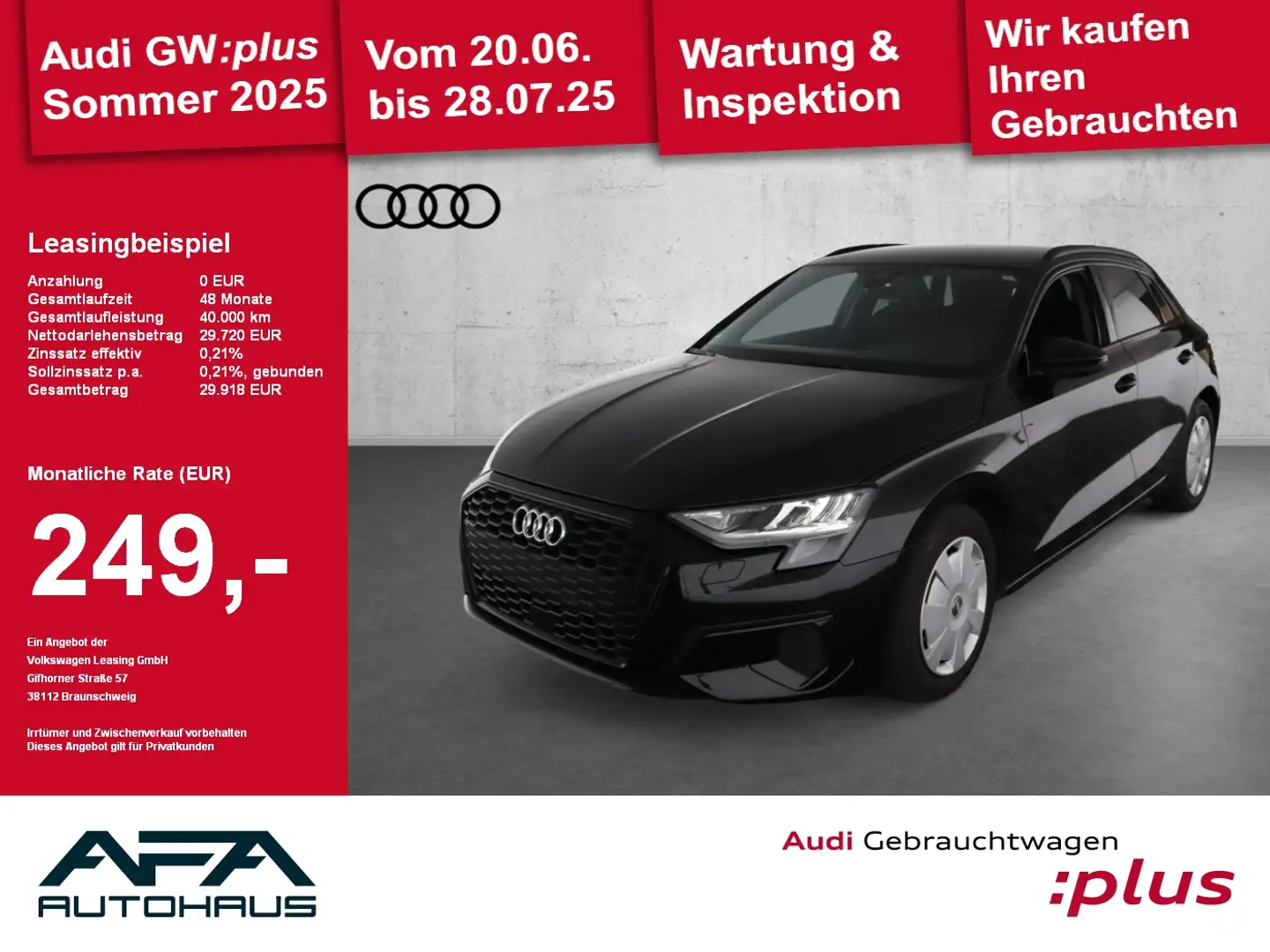 Audi A3 Sportback 30 TFSI Ad. S tronic Smart-Int.*GRA Schwarz - 1