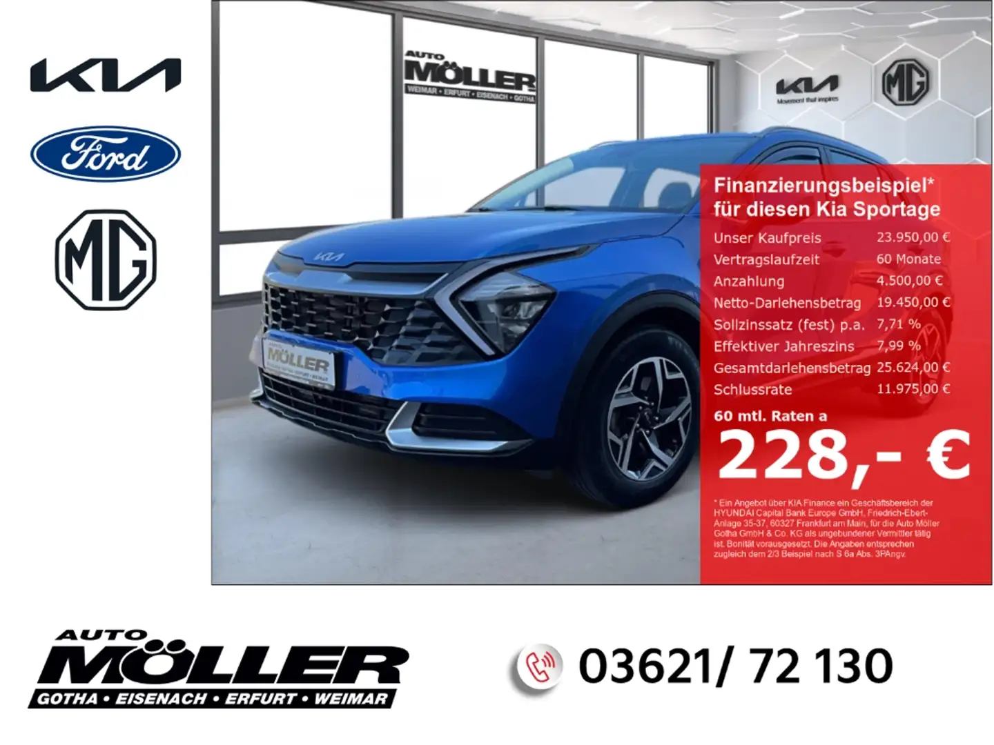 Kia Sportage 1.6T ED7 EMOTION Navi LED Klimaautom PDCv+h Lenkra Bleu - 1