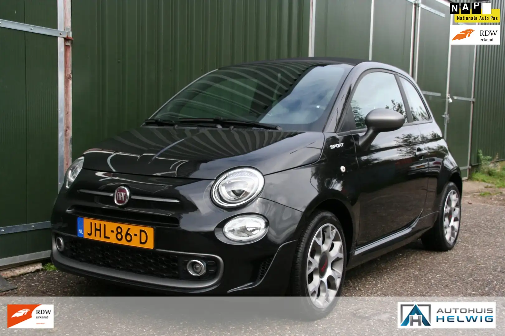 Fiat 500C 1.0 Hybrid Sport, AIRCO, NAVIGATIE, HALF LEER. Schwarz - 1