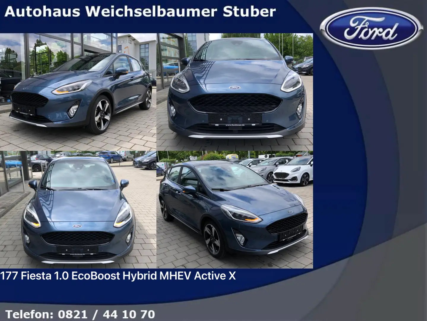 Ford Fiesta 177 Fiesta 1.0 EcoBoost Hybrid MHEV Active X Blau - 1