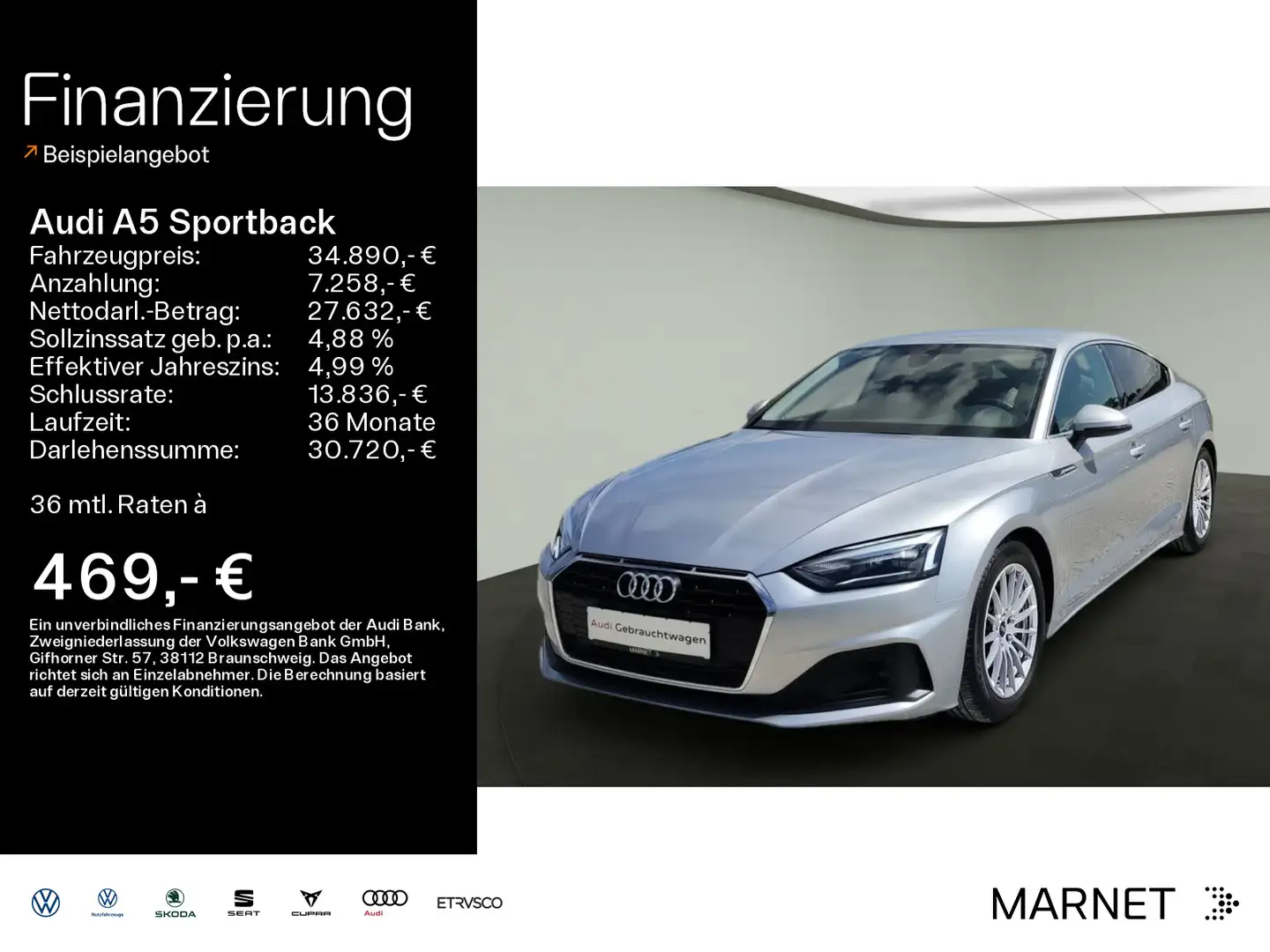 Audi A5 40 TFSI*Navi*Alu*PDC*Audi Connect*S Silber - 1
