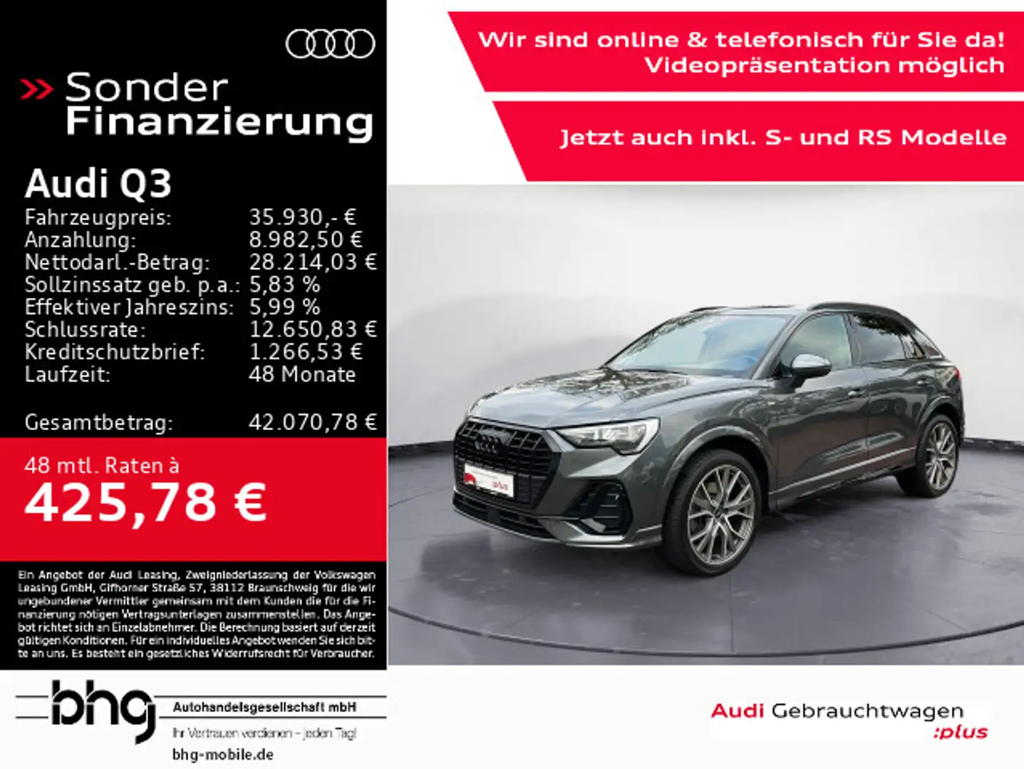 Audi Q3 45 TFSIe S-line LED/Kamera/Pano/Assist/uvm. Grau - 1