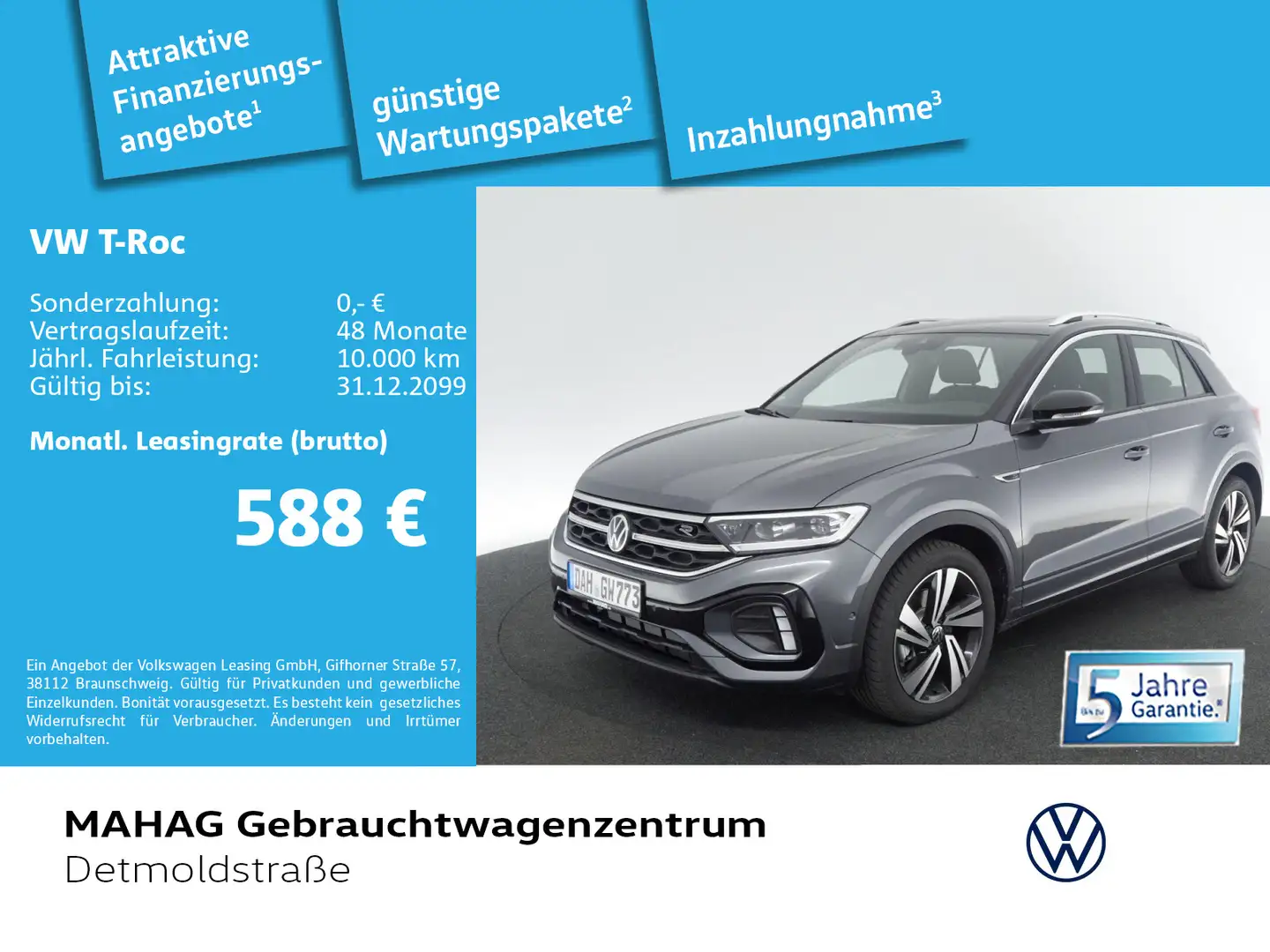Volkswagen T-Roc R-Line 2.0 TSI 4MOT IQ.Light IQ.Drive Pano Grau - 1
