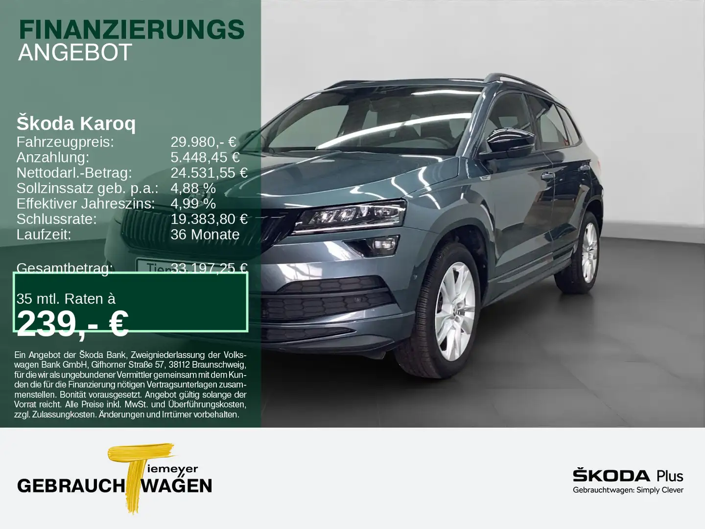 Skoda Karoq 2.0 TSI 4x4 SPORTLINE AHK PANO KAMERA NAVI Grau - 1