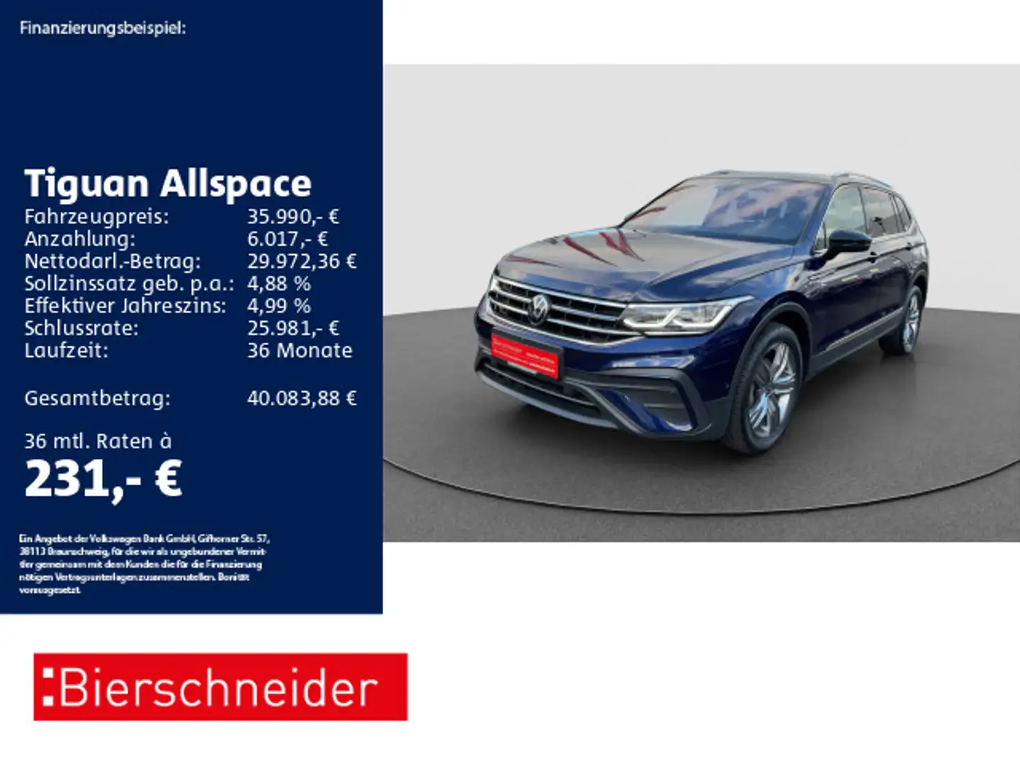 Volkswagen Tiguan Allspace 2.0 TDI DSG Move 7S AHK PANO STA Bleu - 1