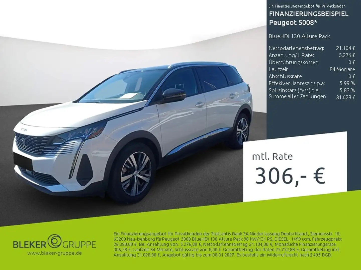 Peugeot 5008 BlueHDi 130 Allure Pack Blanc - 1