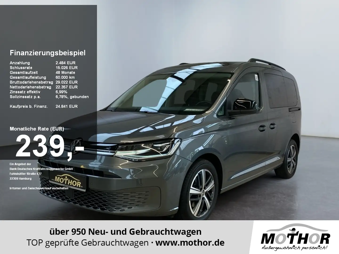 Volkswagen Caddy Move 2.0 TDI AHK Panorama ACC LED Sitzheiz Grau - 1