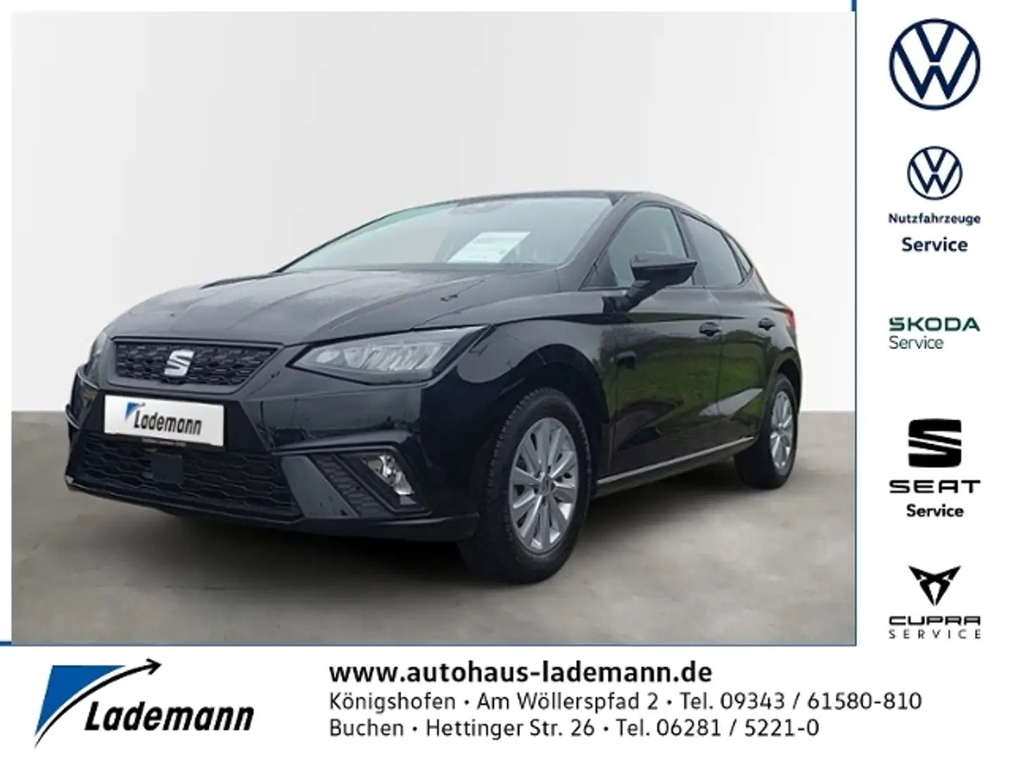 SEAT Ibiza 1.0 TSI STYLE LED+NAVI+ACC+CLIMAT.+SITZHZG Zwart - 1