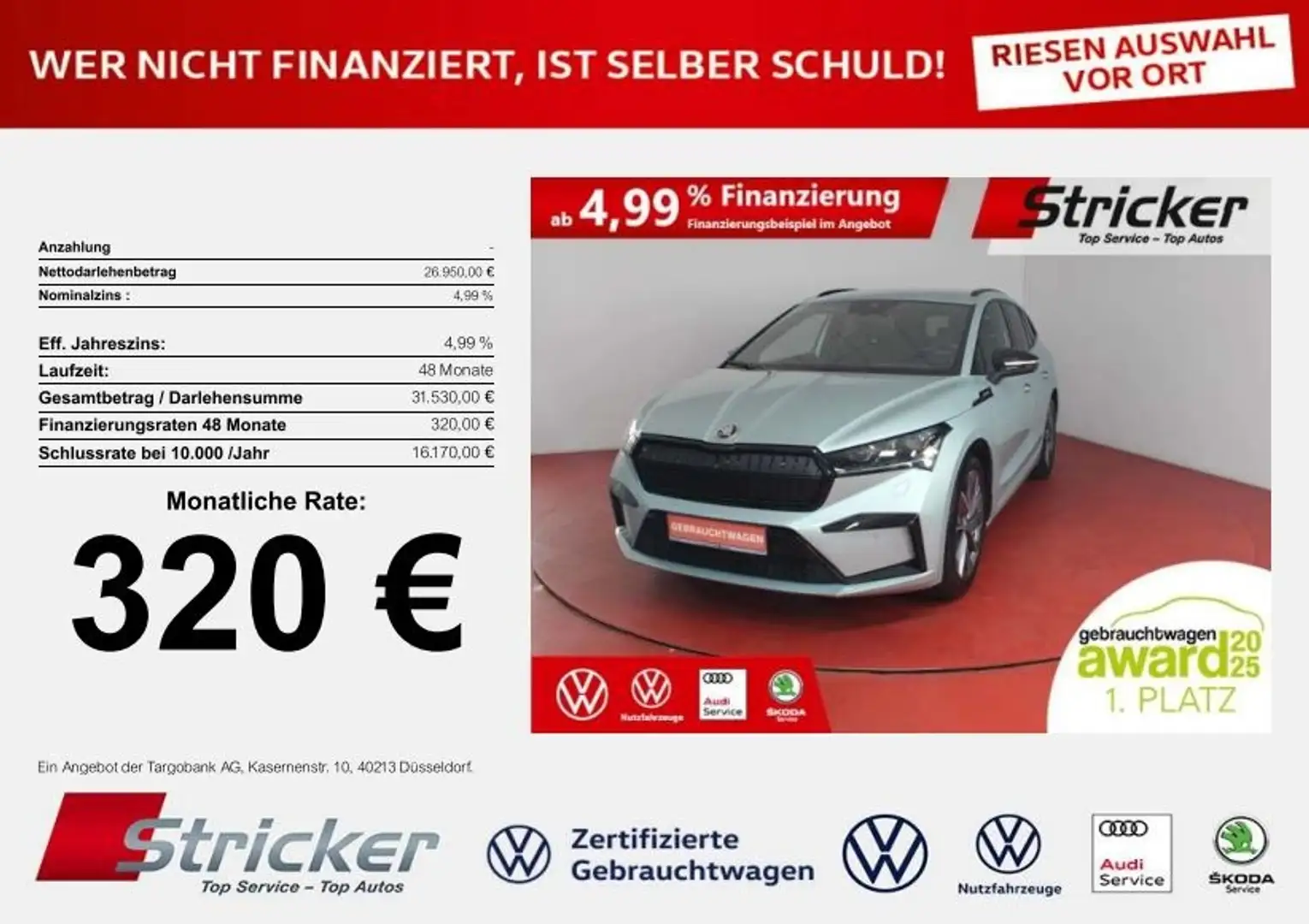 Skoda Enyaq iV60 Sportline 320,-ohne Anzahlung Sitzheizung Na Silber - 1