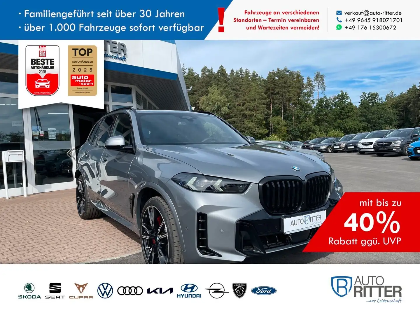 BMW X5 40d xDrive M Sport Pro Pano+AHK+ACC Grau - 1