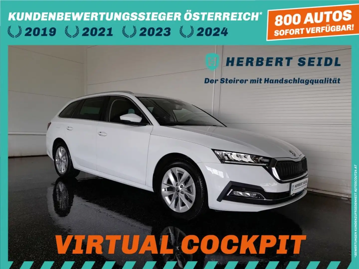 Skoda Octavia Combi STYLE 2,0 TDI DSG *LEDER / LED MIT DYN BLINKER / VIRTUELL / NAVI / ACC / E-KLAPPE / KEYLESS* Weiß - 1