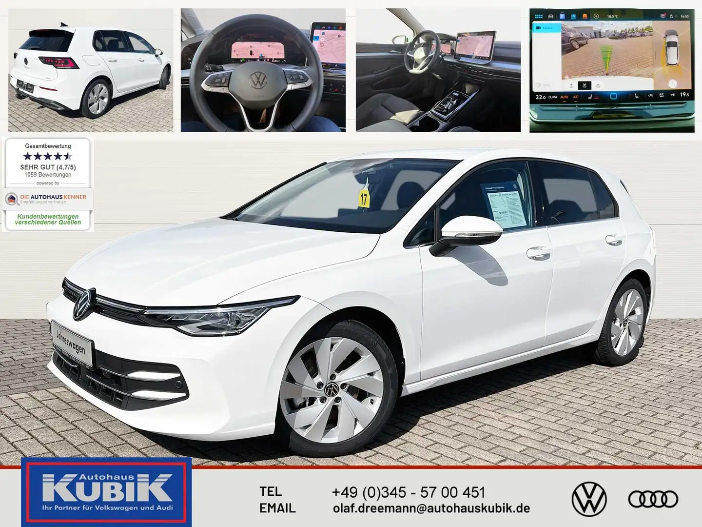 Volkswagen Golf 8 Style 1.5 eTSI mit DSG+IQ.Light+DCC+360 Kamera+ Weiß - 1