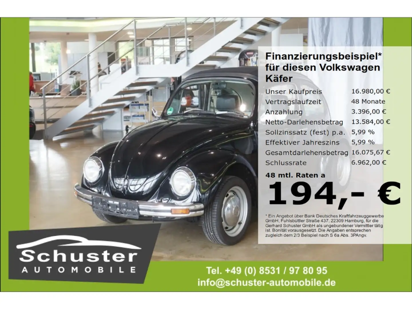 Volkswagen Käfer 1600i Open Air*el.Faltdach/ restauriert Schwarz - 1