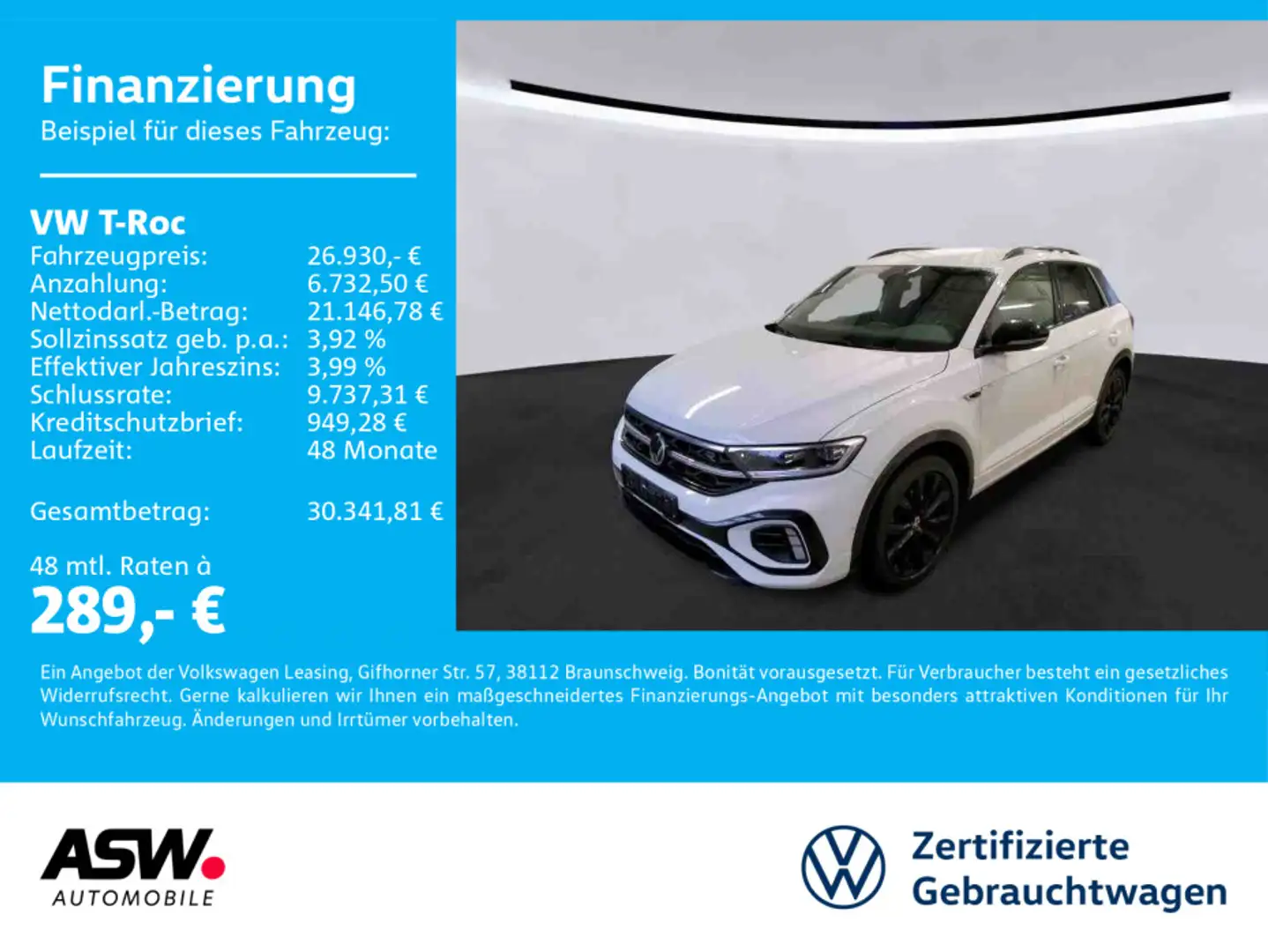 Volkswagen T-Roc R-Line 1.5TSI DSG LED Navi RFK ACC SHZ AHK Blanc - 1