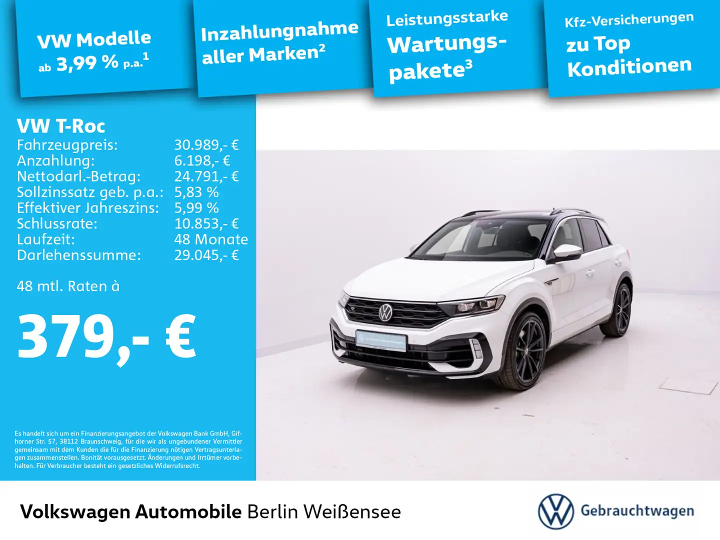Volkswagen T-Roc 2.0 TSI R 4Motion*RFK*LED*NAVI*SHZ*ACC*APP Weiß - 1