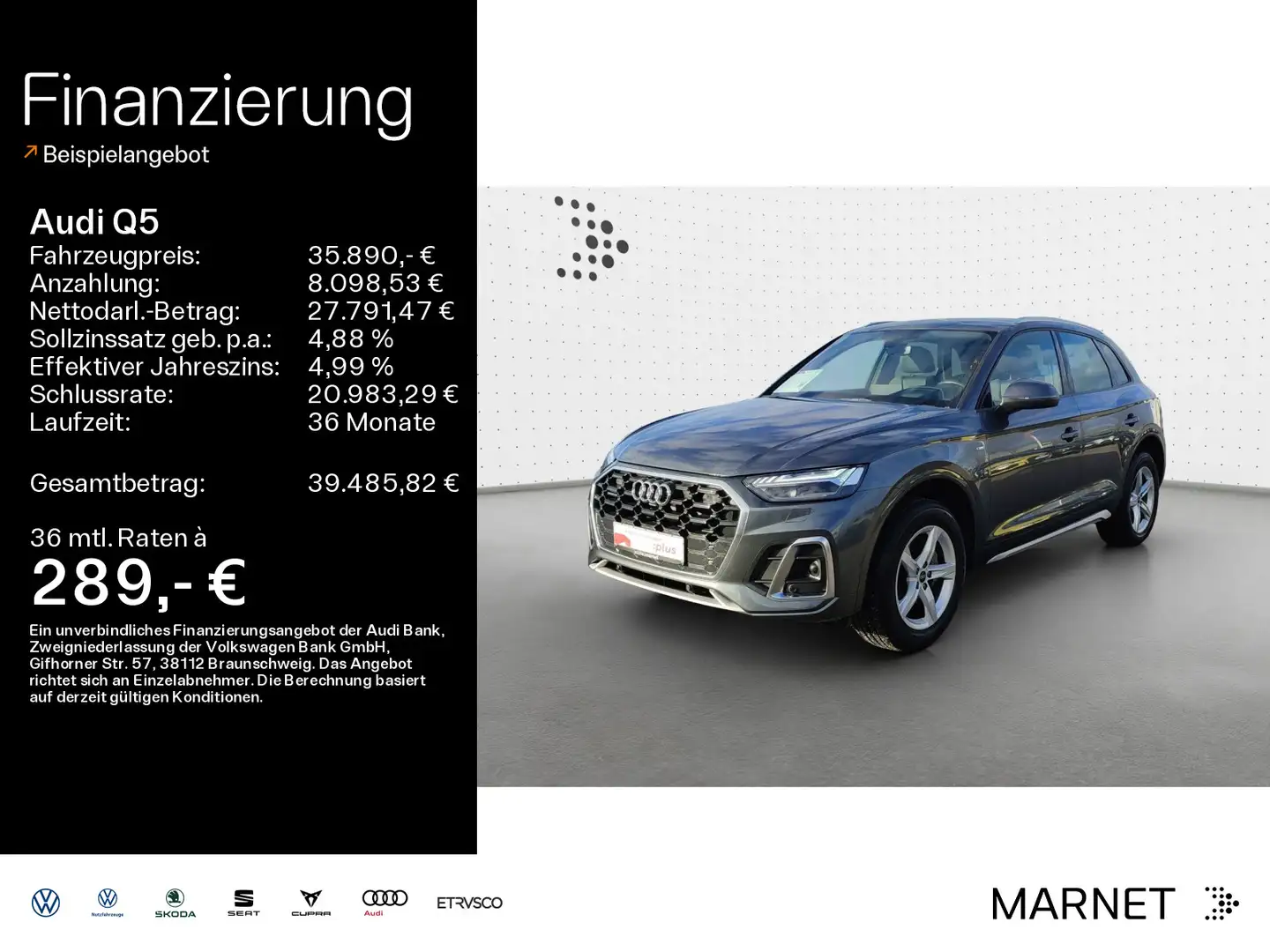 Audi Q5 40 TFSI quattro S line*Navi*Matrix*Alu*HUD*PD Grau - 1