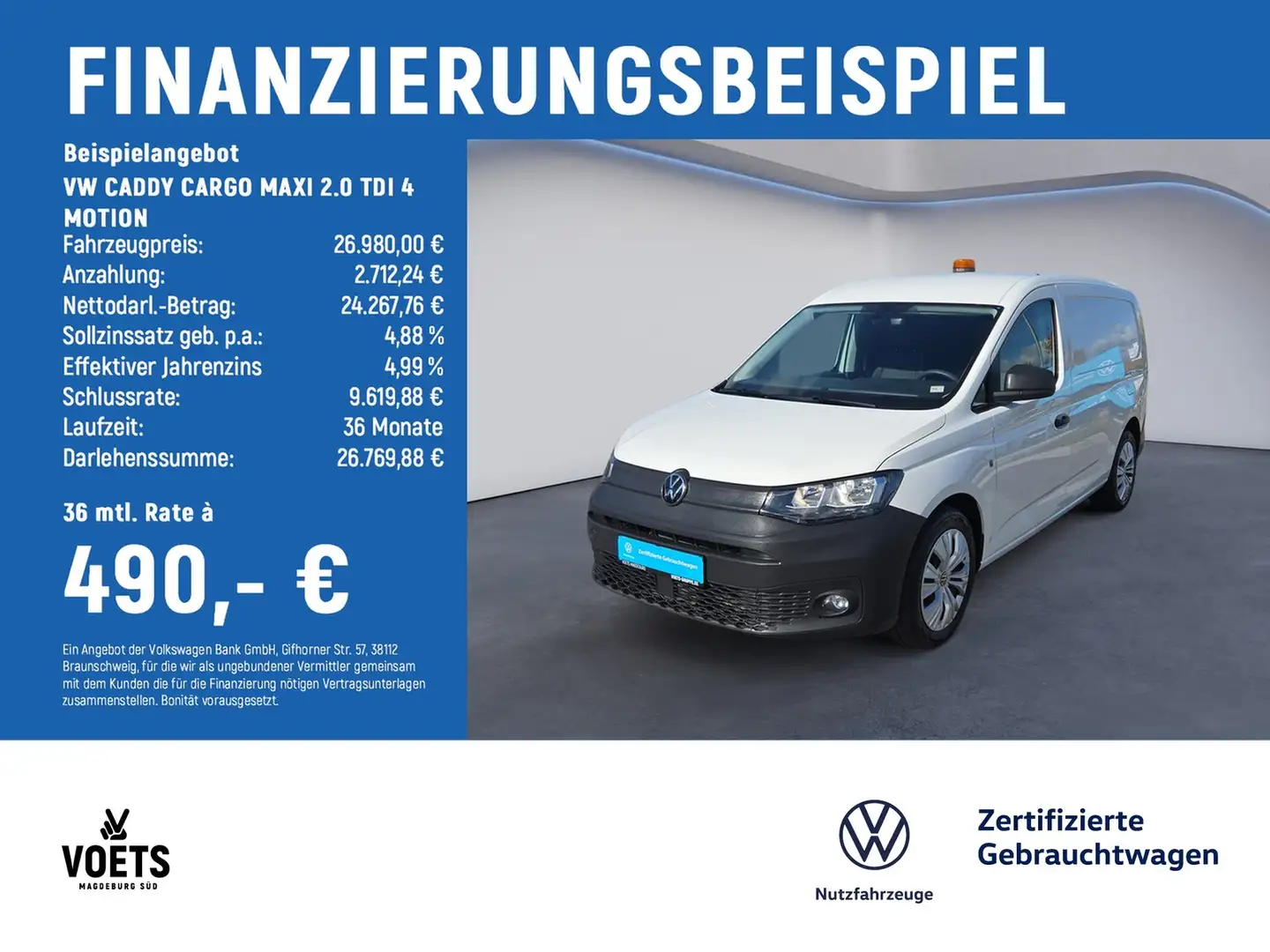 Volkswagen Caddy CARGO MAXI 2.0 TDI 4 MOTION STANDHEIZUNG Weiß - 2