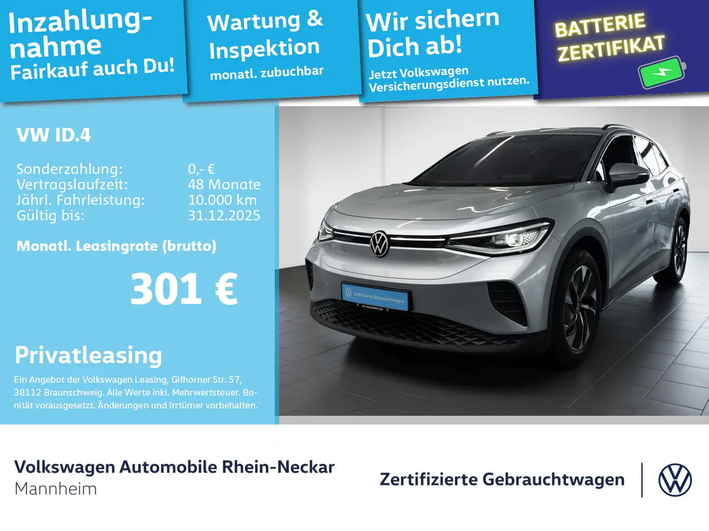 Volkswagen ID.4 Pure 125kW GAR2030 Navi PDC IQ Light Wärmep Silber - 1