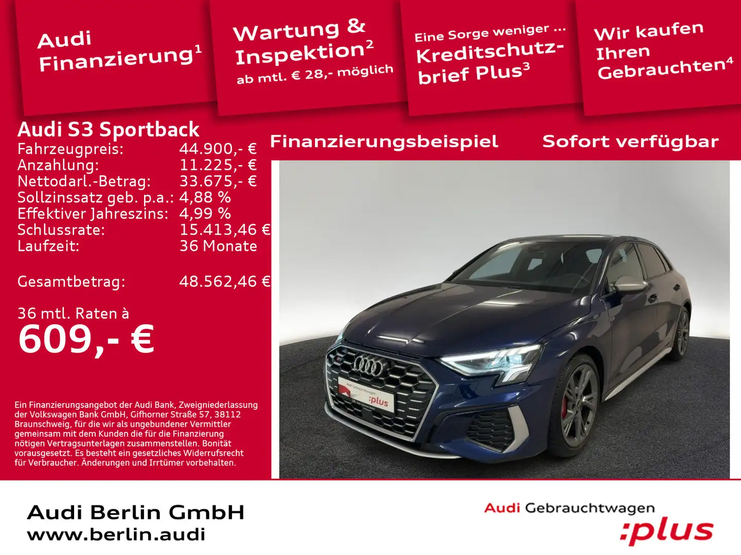 Audi S3 TFSI S tr. RFK NAVI LED B&O Blau - 1