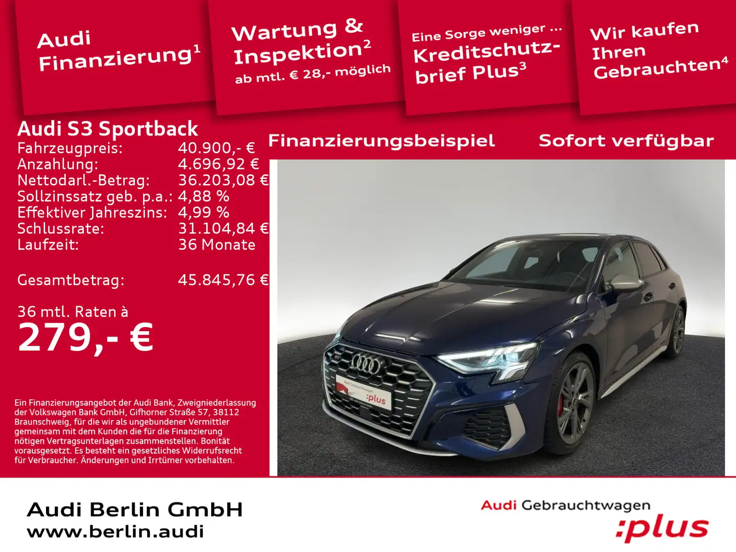 Audi S3 TFSI S tr. RFK NAVI LED B&O Blau - 1