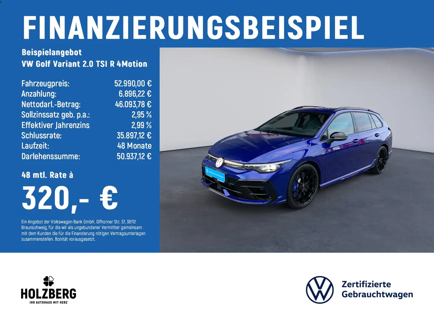 Volkswagen Golf Variant 2.0 TSI R 4Motion MATRIX+H&K+HUD Blau - 2