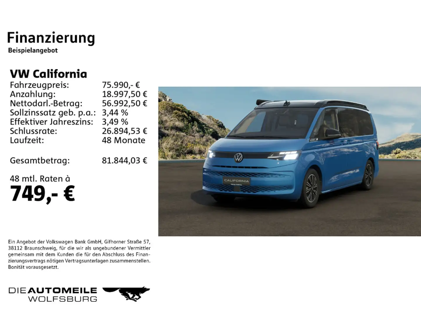 Volkswagen Sonstige T7 California 2.0 TDI SCR DSG Coast Blau - 2