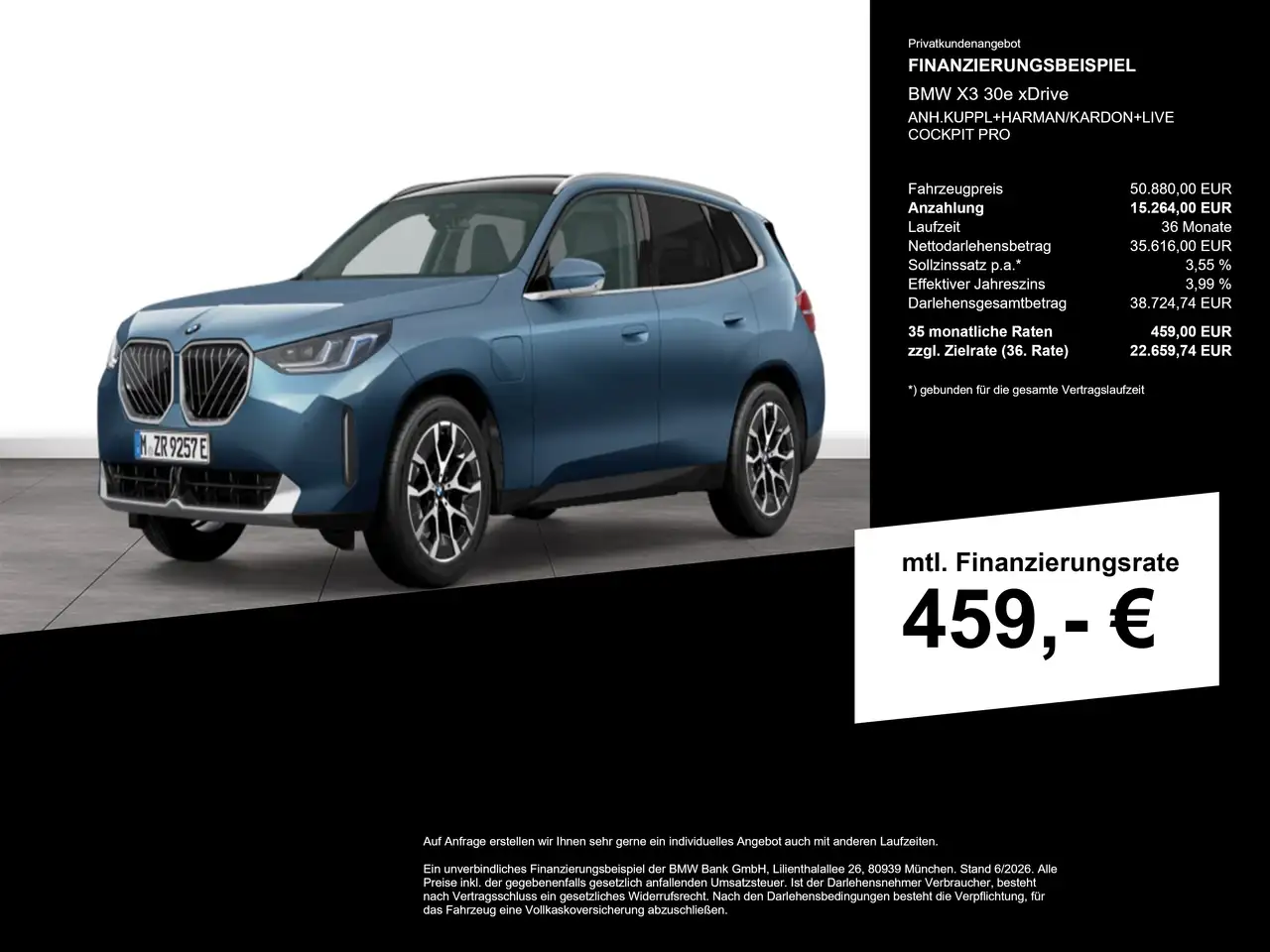 BMW X3 30e xDrive ANH.KUPPL+HARMAN/KARDON+LIVE COCKPIT PR, миниатюра 2