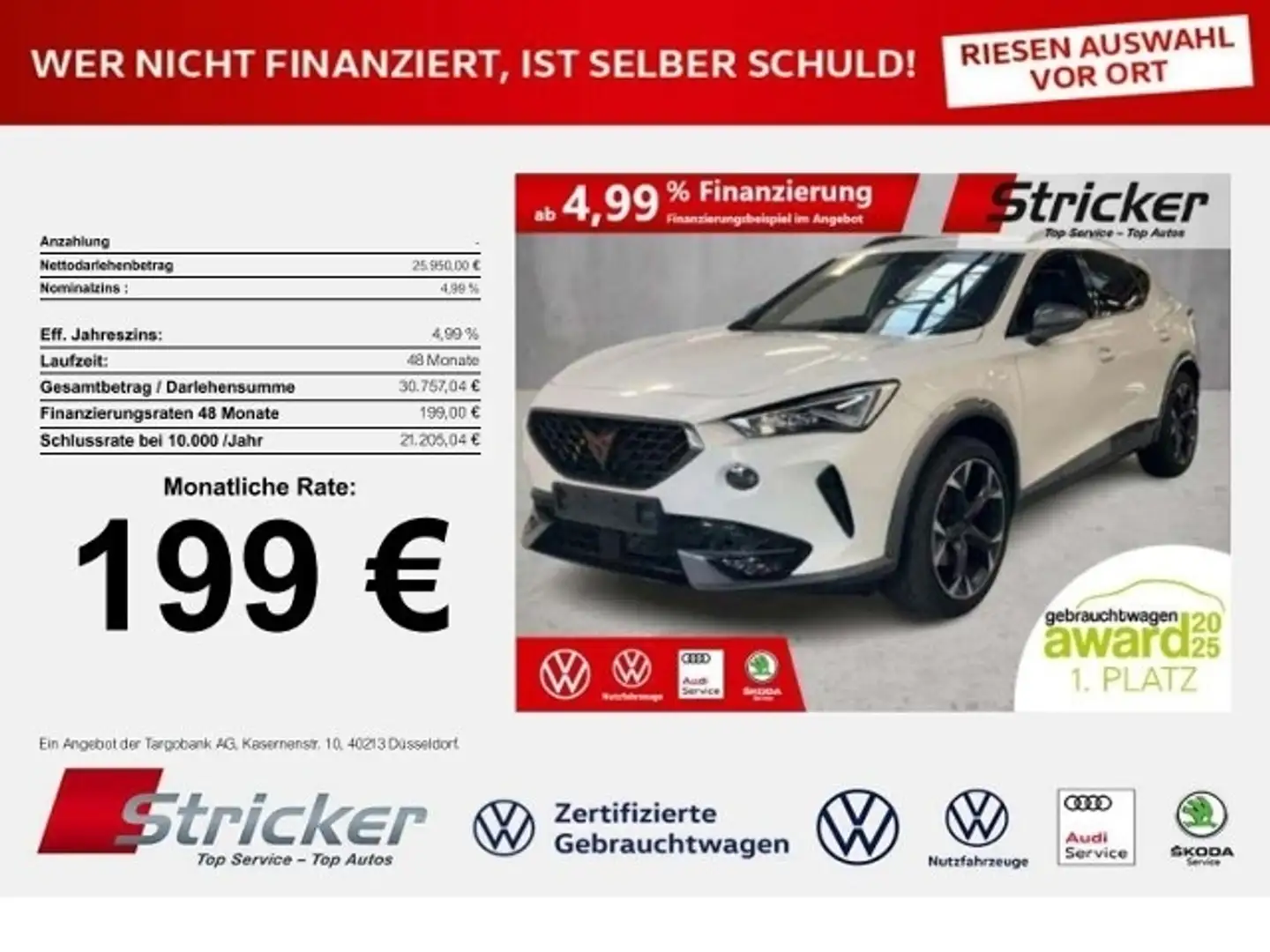 CUPRA Formentor 1.5TSI DSG 199,-ohne Anzahlung Kamera Sitzheizung Weiß - 1