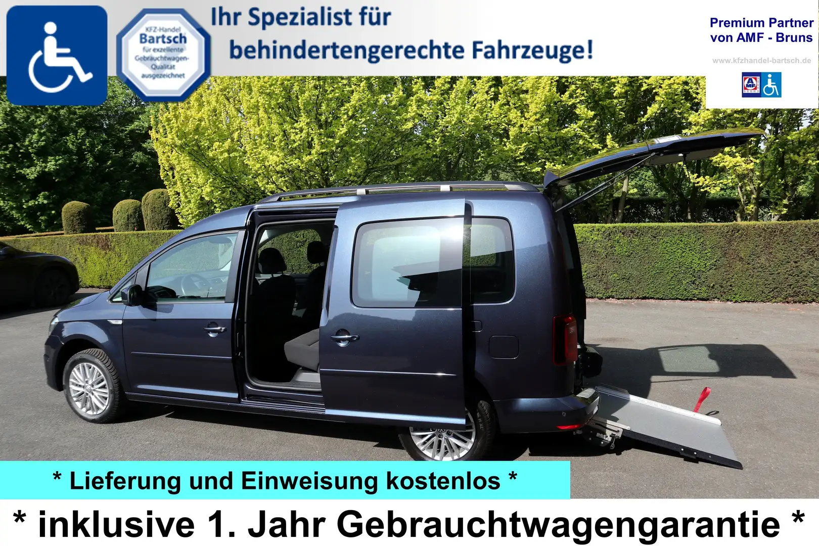 Volkswagen Caddy Maxi Comfor. 1,4 TSI DSG*rollstuhlgerecht*Garantie Blauw - 1