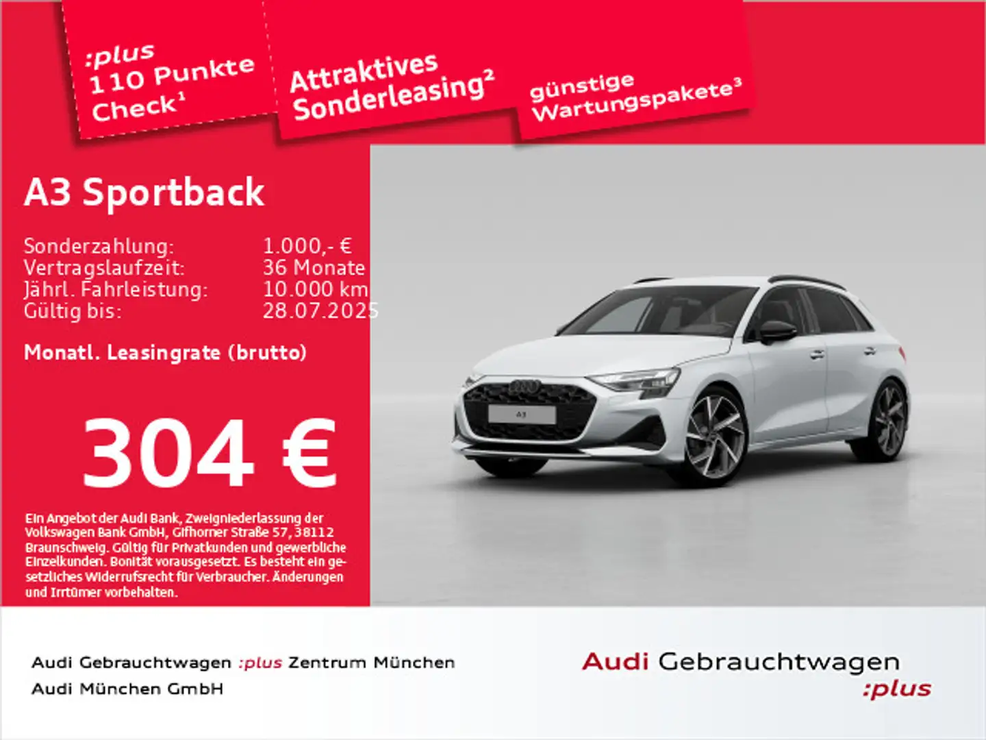Audi A3 35 TFSI S tronic advanced S line AH Weiß - 1