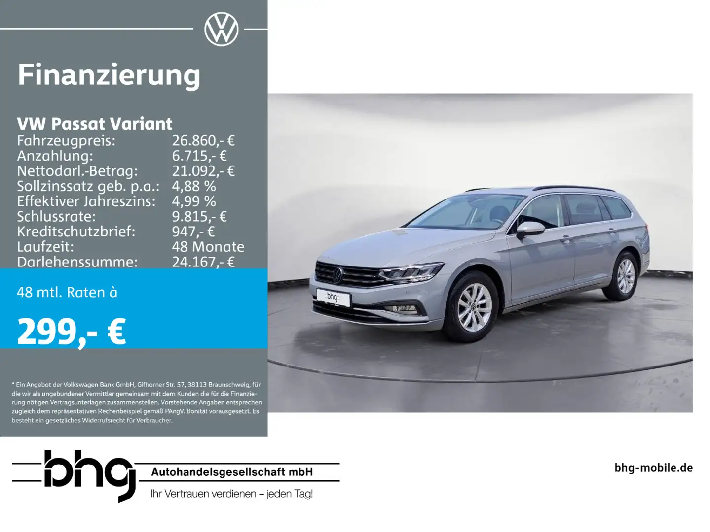 Volkswagen Passat Variant 2.0 TDI DSG Business PanoDach Nav Grau - 1