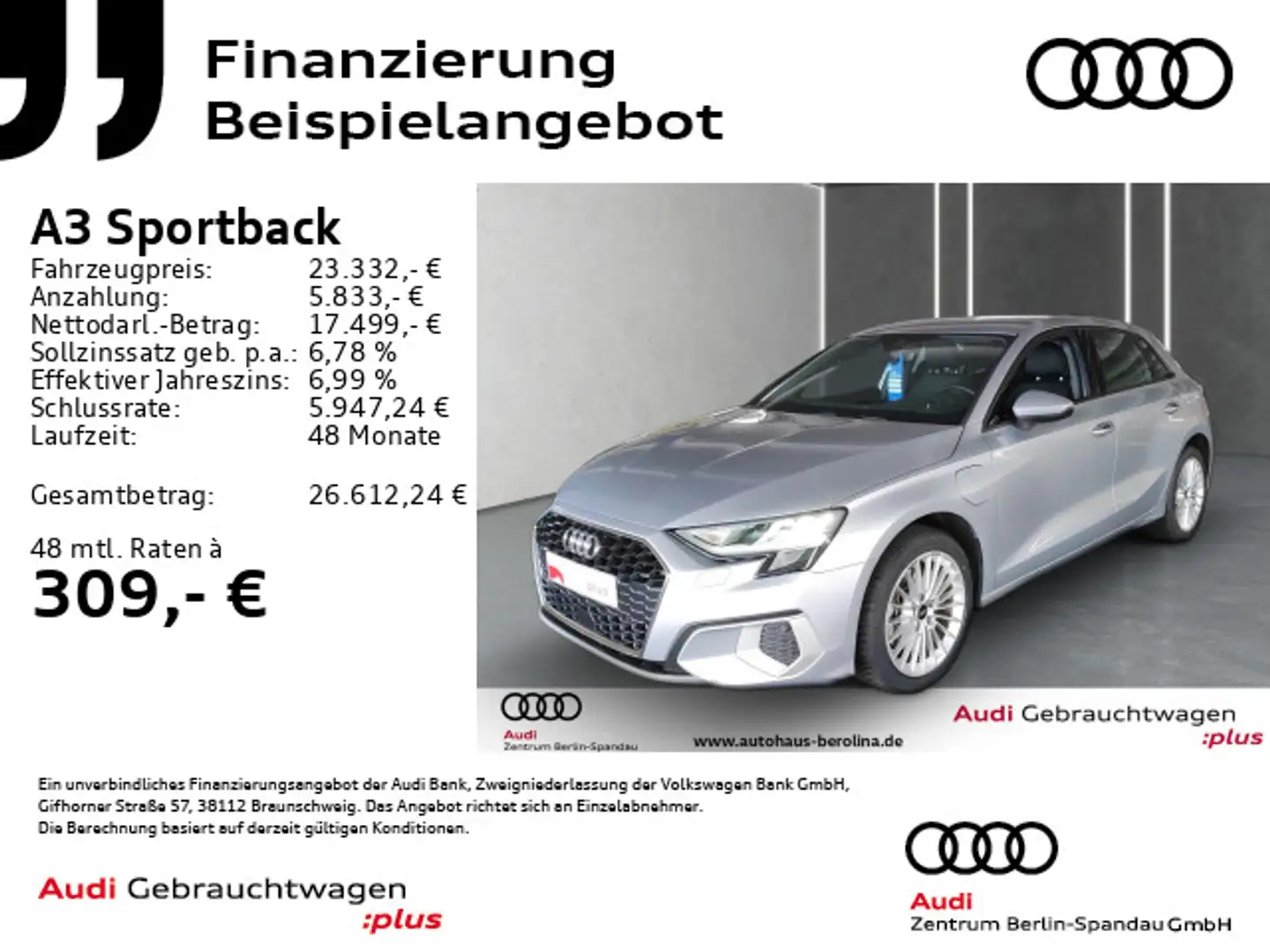 Audi A3 40 TFSI e Adv. S tronic *Virt.C+* Silber - 1