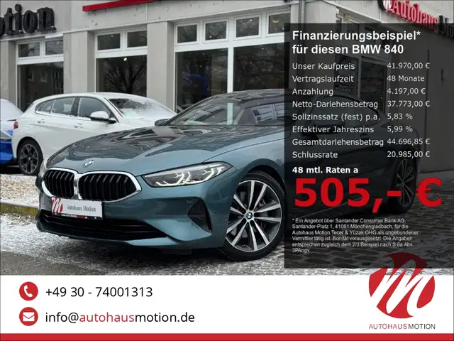 BMW 840 d xDrive Coupe Navi Kamera LED HUD Leder Park-Assi