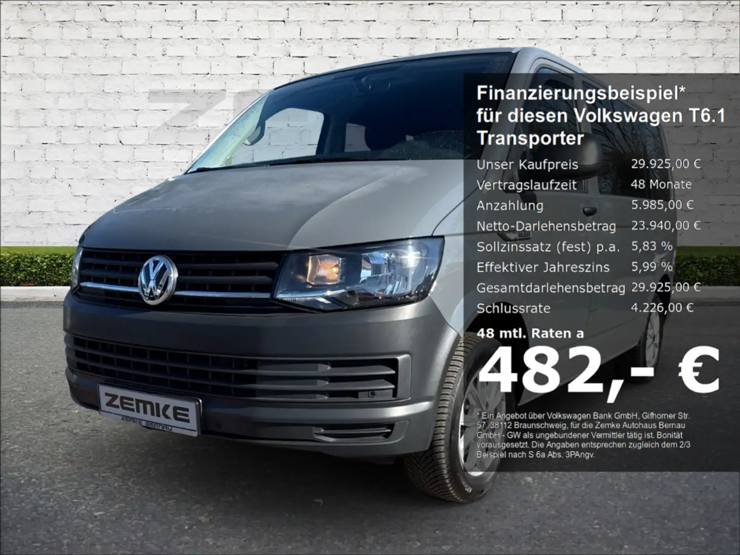 Volkswagen T6.1 Transporter Kombi 2.0 TDI DSG EcoProfi PDCv+h Berganfahrass. R Gris - 1