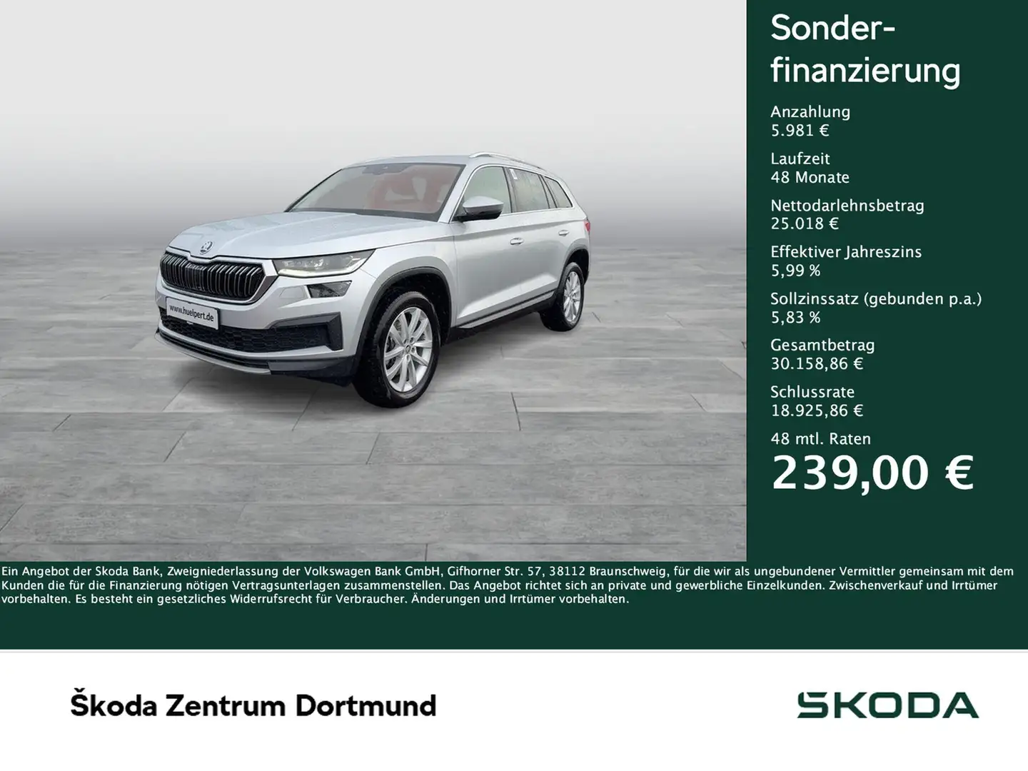 Skoda Kodiaq 2.0 STYLE 4X4 Leder Navigation AHK LED Silber - 1
