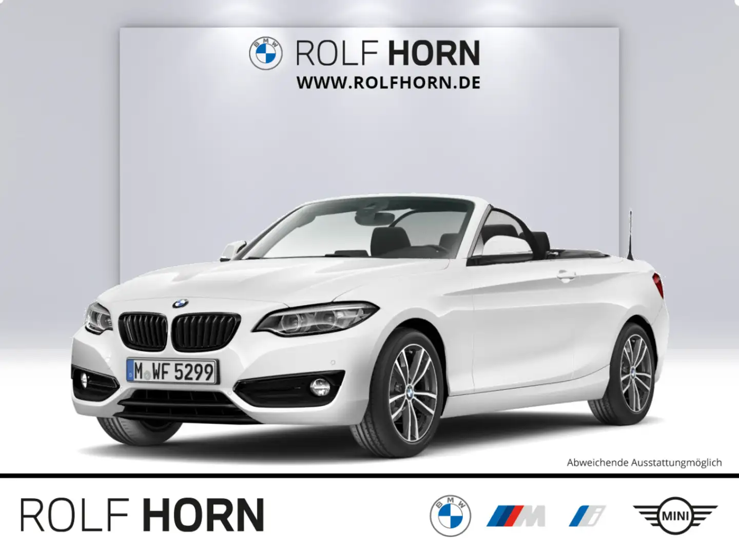 BMW 218 i Cabrio Sport Line Navi PDC Sitzhz LED Klima Weiß - 1
