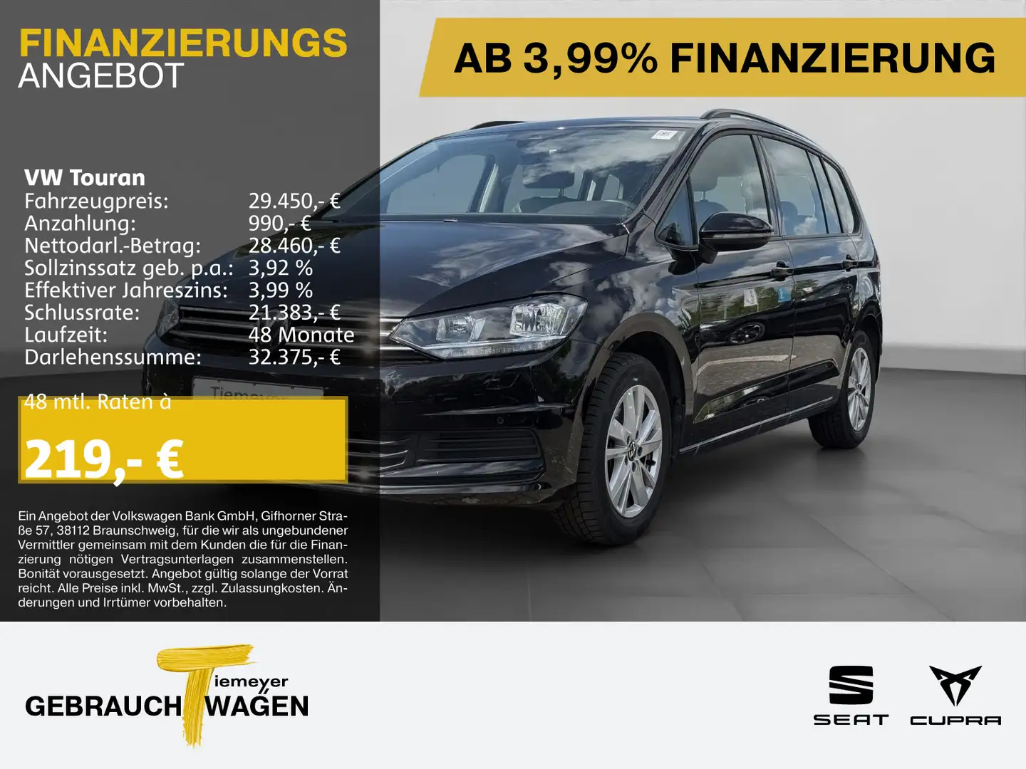 Volkswagen Touran 1.5 TSI COMFORTLINE 7-SITZE VIRTUAL SITZH Schwarz - 1
