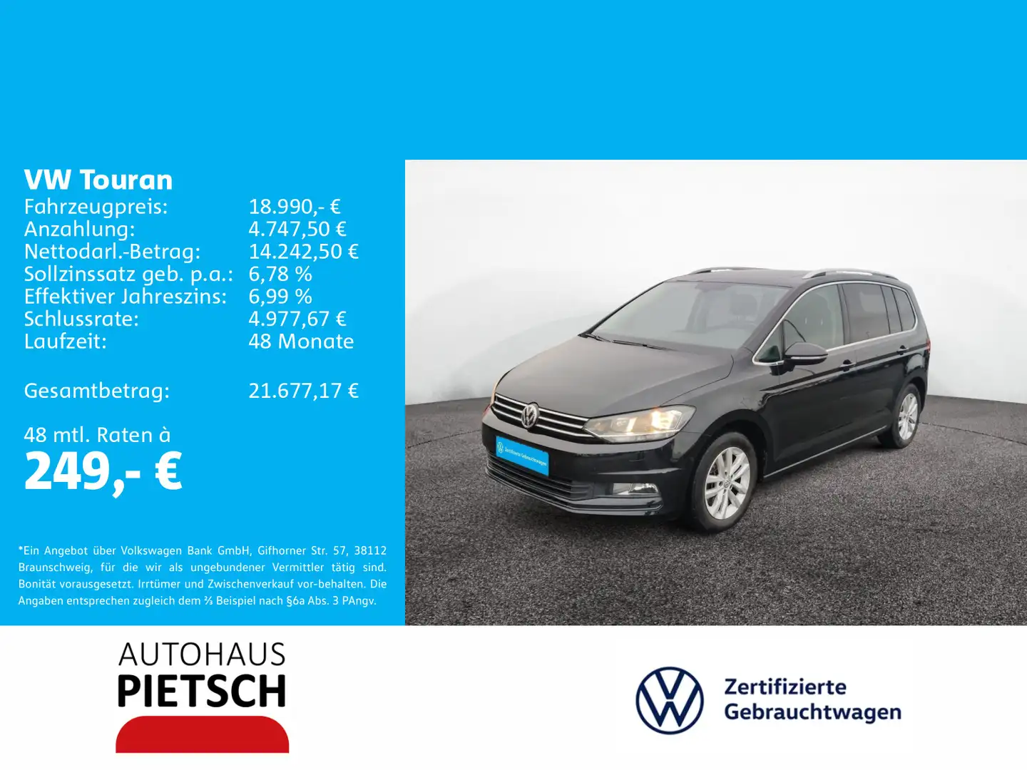 Volkswagen Touran 1.4 TSI Comfortline Schwarz - 1